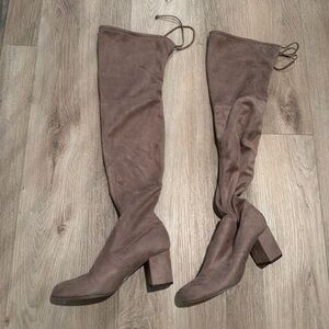 Tan thigh high boots